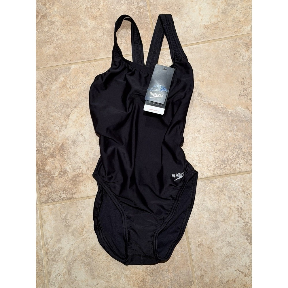 Speedo Women's ProLt Super Proback Solid BlackOne Piece Swimsuit Size 30 NWT
